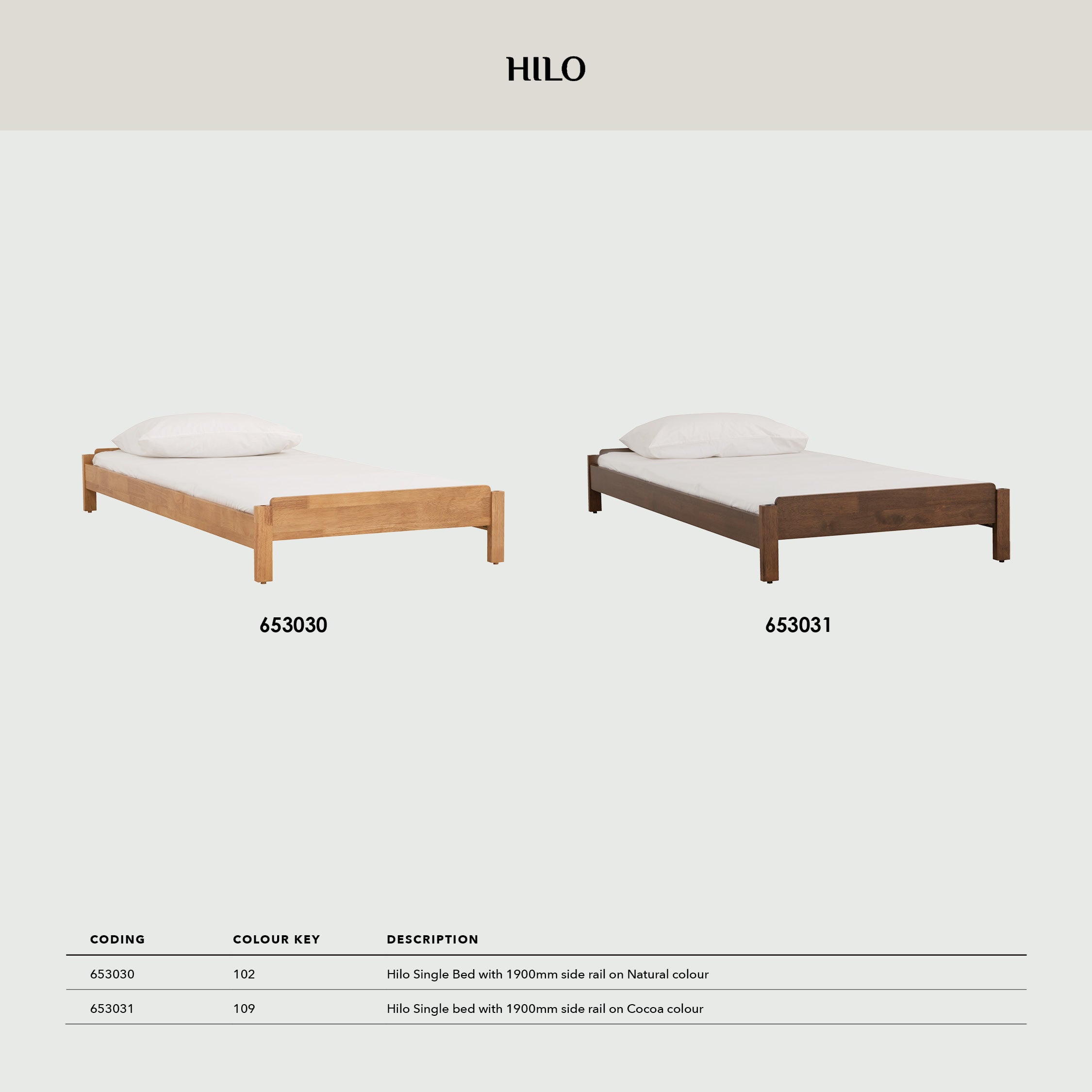 Hilo Single bed in Natural colour (Fit mattress: 910mm x 1930mm)