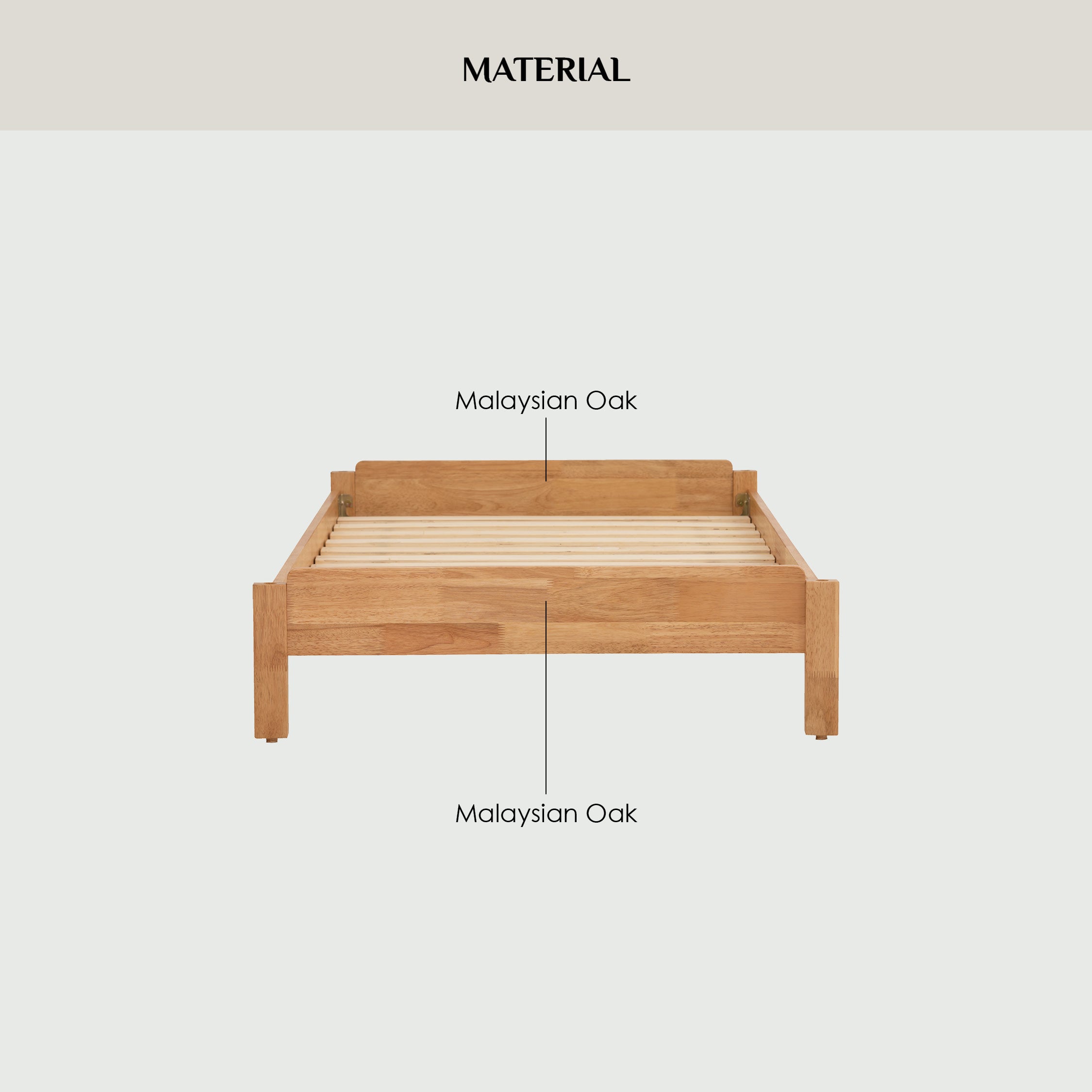 Hilo Single bed in Natural colour (Fit mattress: 910mm x 1930mm)