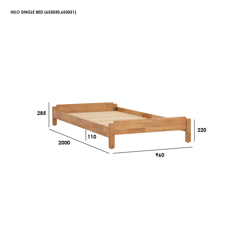 Hilo Single bed in Natural colour (Fit mattress: 910mm x 1930mm)