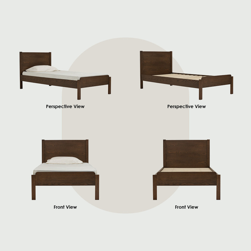 Hana Single bed in Cocoa colour (Fit mattress: 910mm x 1930mm)