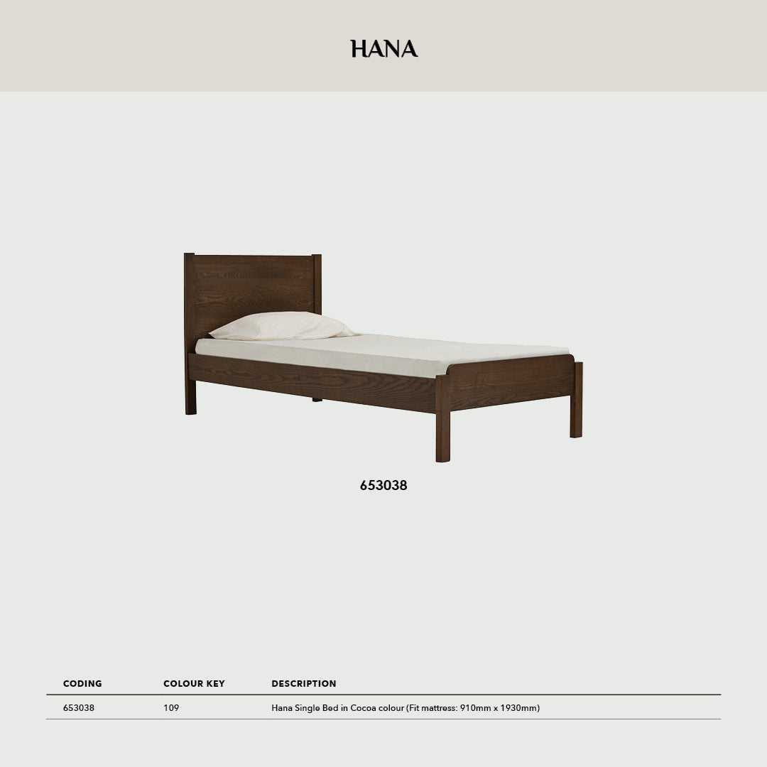 Hana Single bed in Cocoa colour (Fit mattress: 910mm x 1930mm)
