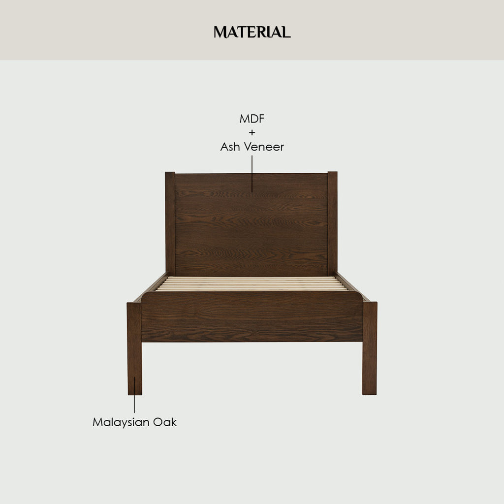 Hana Single bed in Cocoa colour (Fit mattress: 910mm x 1930mm)