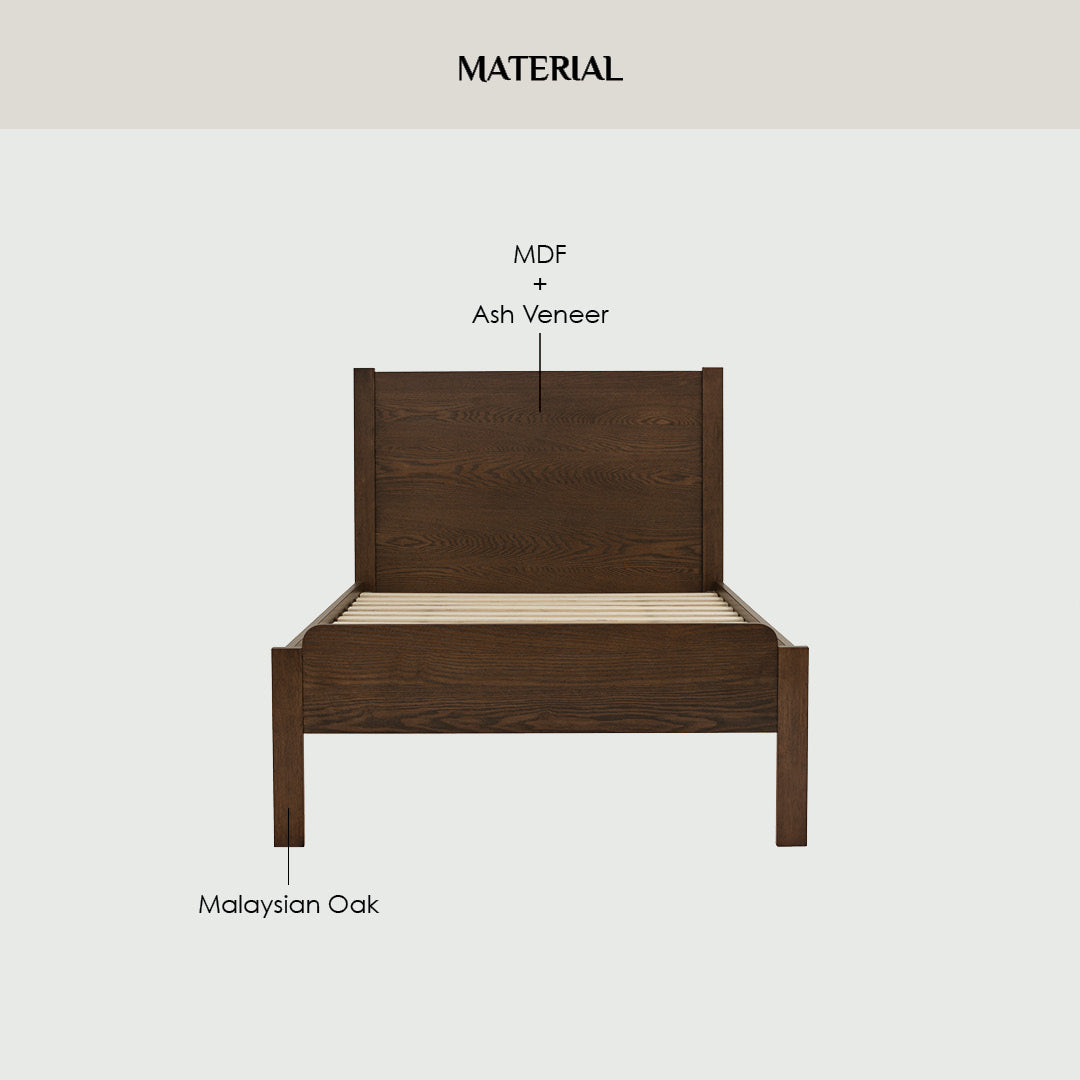 Hana Single bed in Cocoa colour (Fit mattress: 910mm x 1930mm)