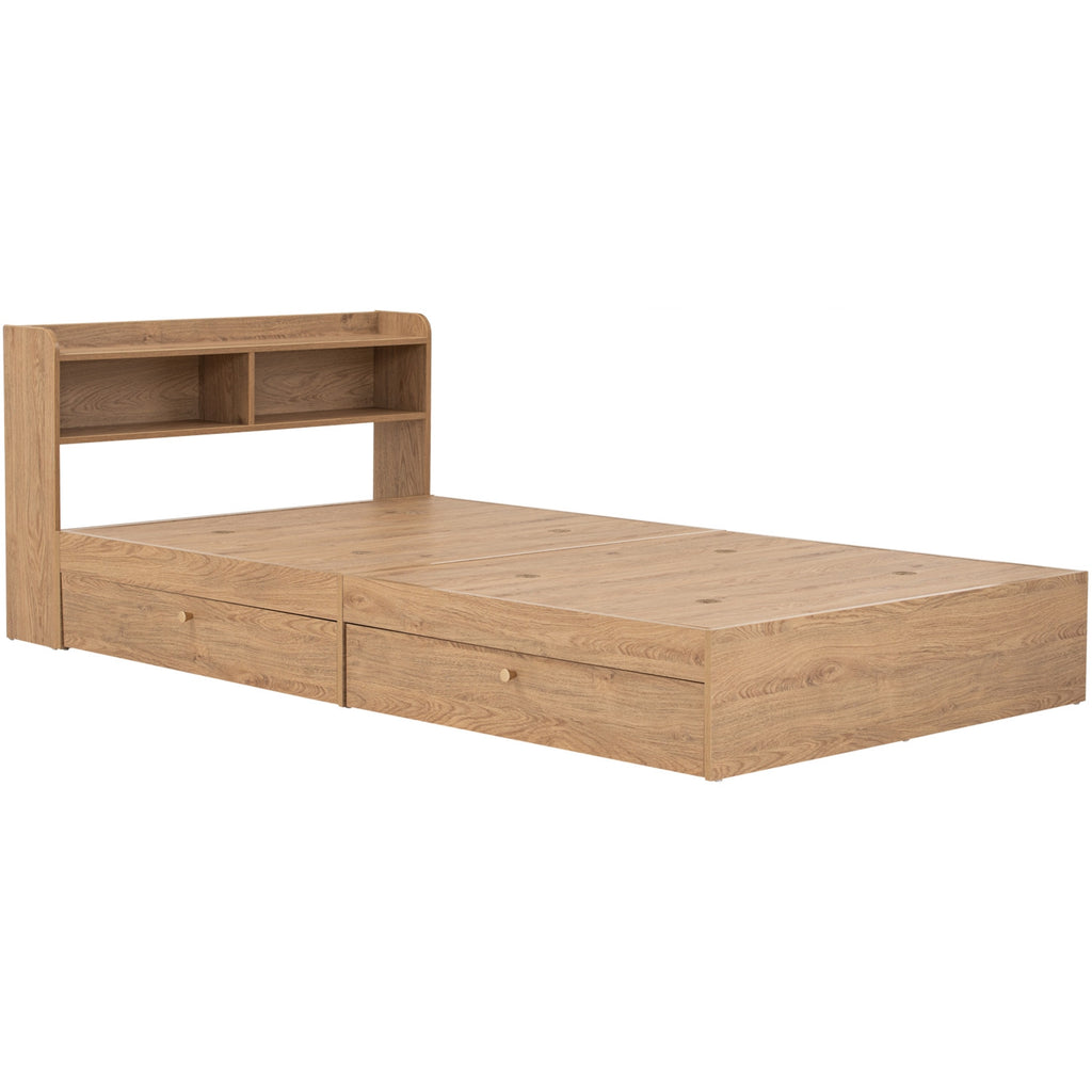 Hirado super single bed with storage in Oak colour (Fit mattress size 1070x1930)