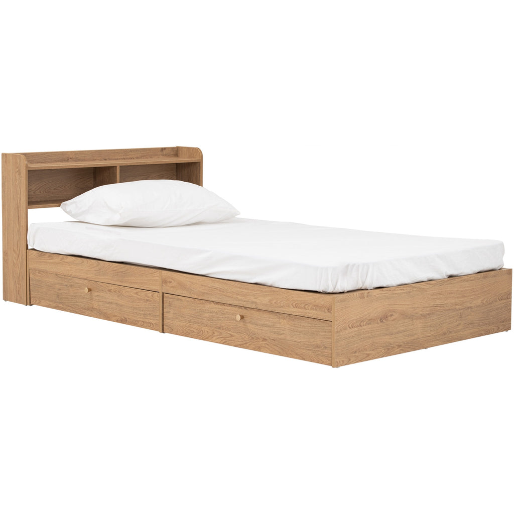 Hirado super single bed with storage in Oak colour (Fit mattress size 1070x1930)
