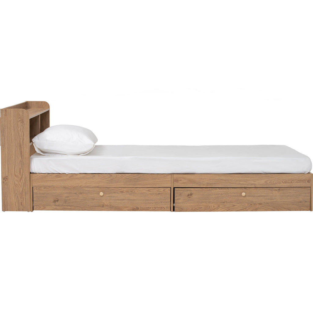 Hirado super single bed with storage in Oak colour (Fit mattress size 1070x1930)