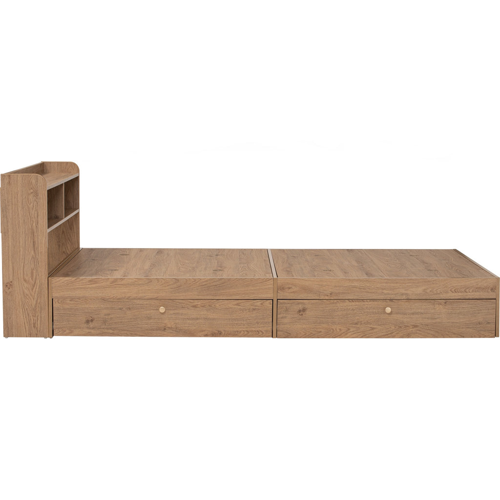 Hirado super single bed with storage in Oak colour (Fit mattress size 1070x1930)