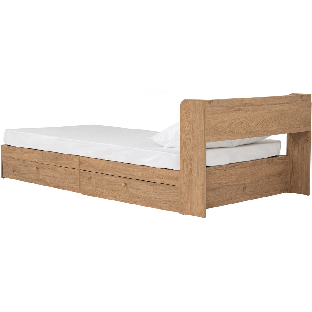 Hirado super single bed with storage in Oak colour (Fit mattress size 1070x1930)