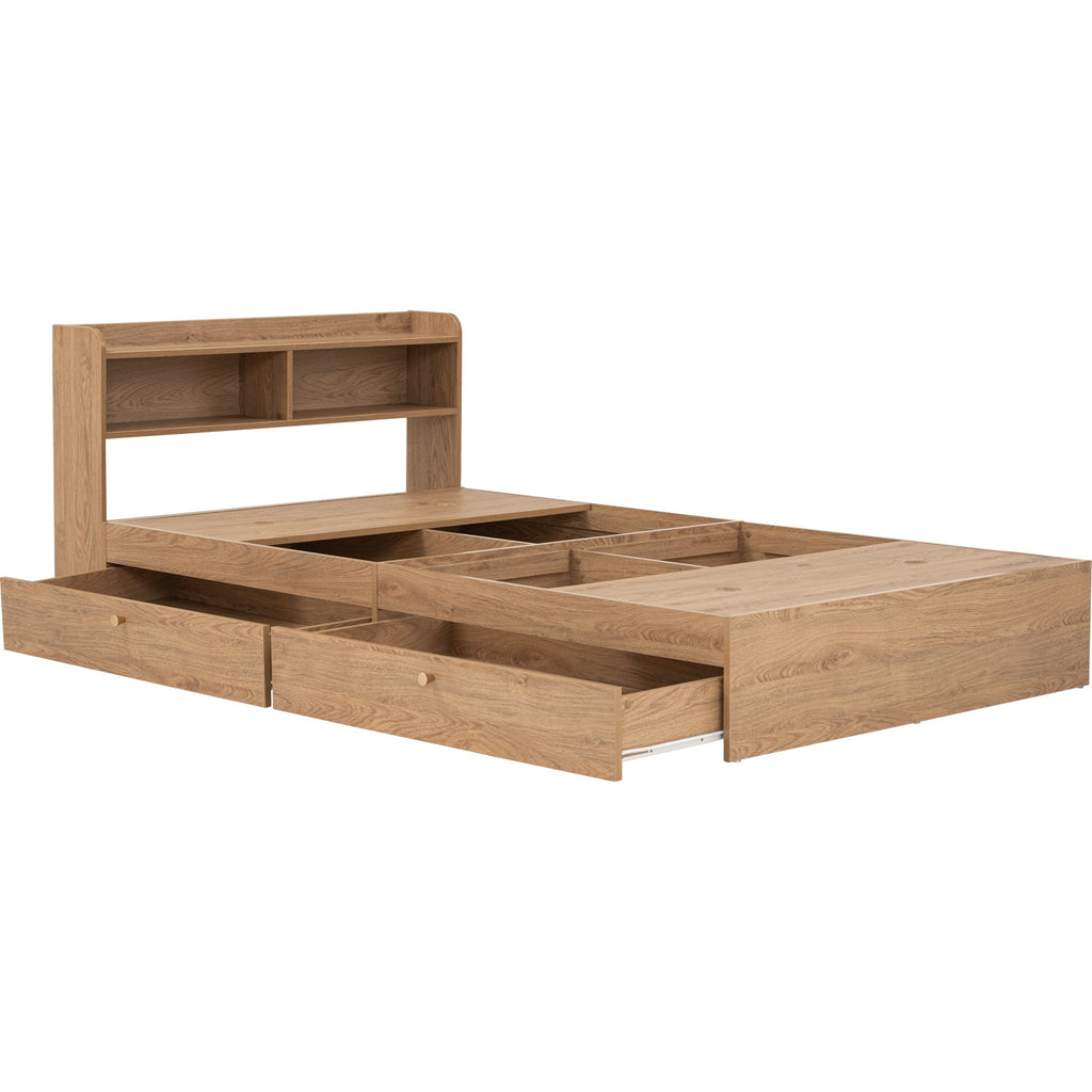 Hirado super single bed with storage in Oak colour (Fit mattress size 1070x1930)