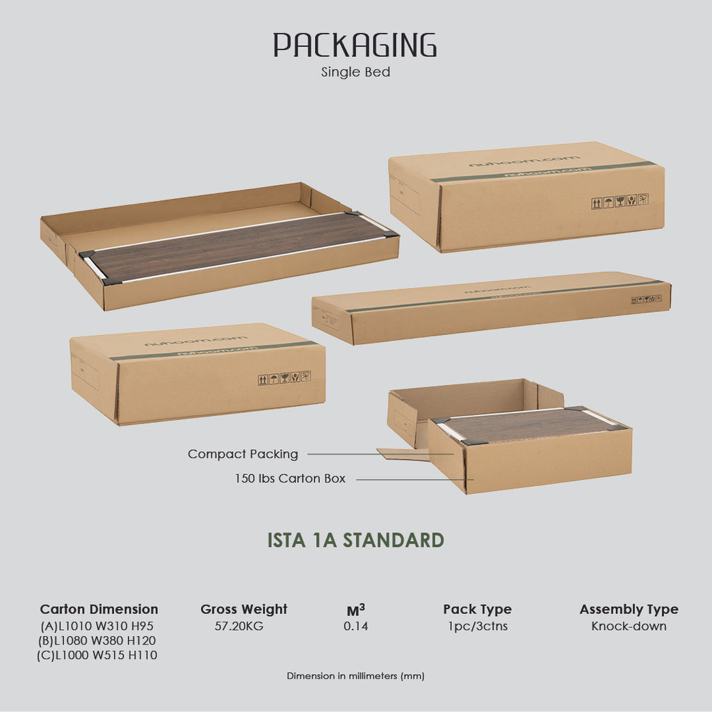 Hirado single bed with storage in Oak colour (Fit mattress size 900x1930).