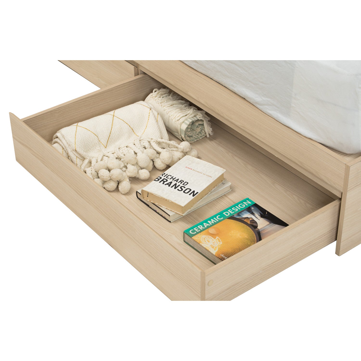 Harrington Queen bed with storage in Coimbra colour (Fit mattress: 1500mm x 1900mm)