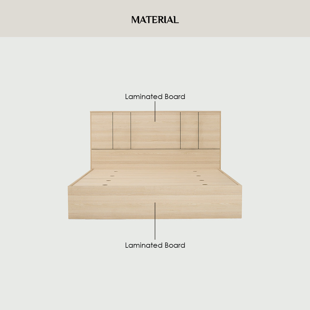 Harrington Queen bed with storage in Coimbra colour (Fit mattress: 1500mm x 1900mm)
