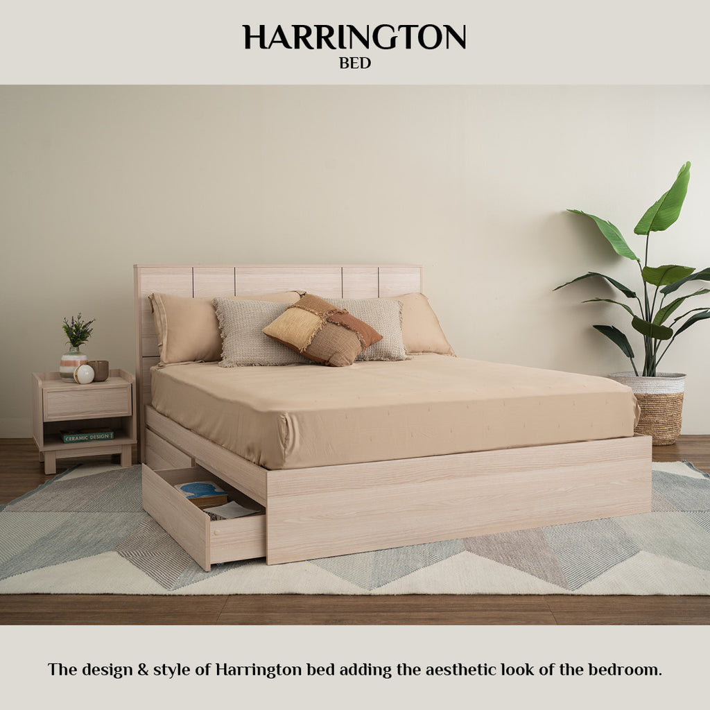 Harrington Queen bed with storage in Coimbra colour (Fit mattress: 1500mm x 1900mm)