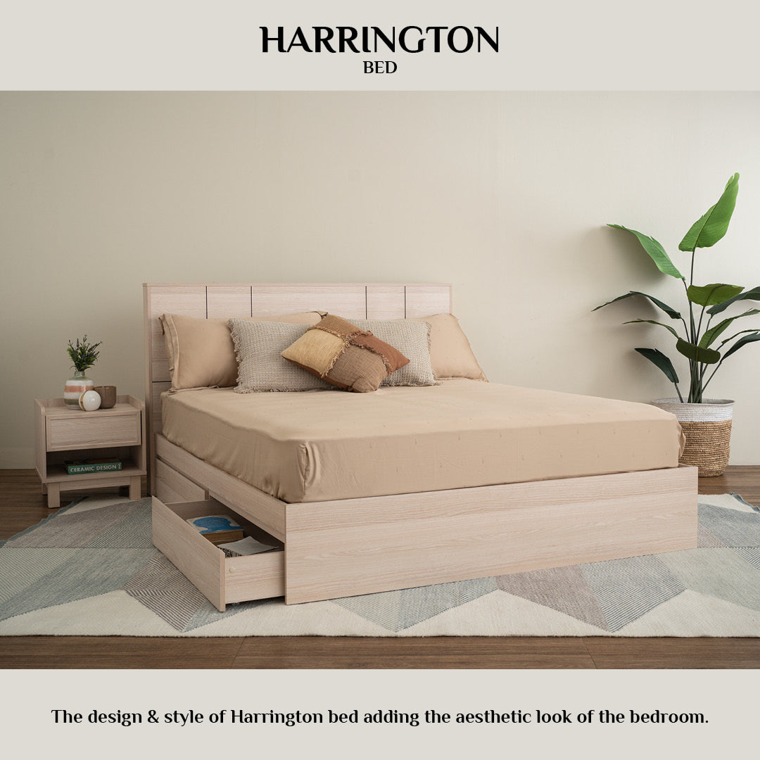 Harrington Queen bed with storage in Coimbra colour (Fit mattress: 1500mm x 1900mm)