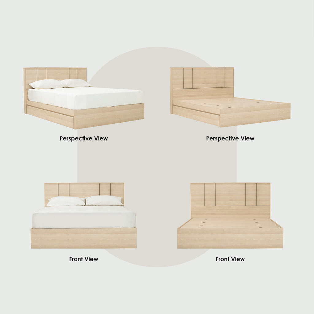 Harrington Queen bed with storage in Coimbra colour (Fit mattress: 1500mm x 1900mm)