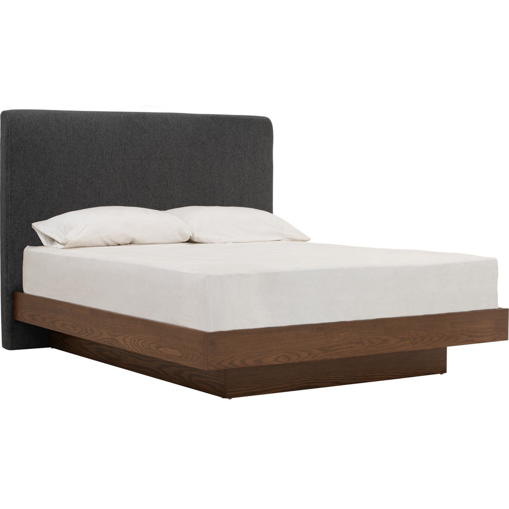 Yume Queen Bed in Cocoa colour body, Antharacite colour Belfast fabric (Fit mattress: 1530x1930mm - Bed Panel)