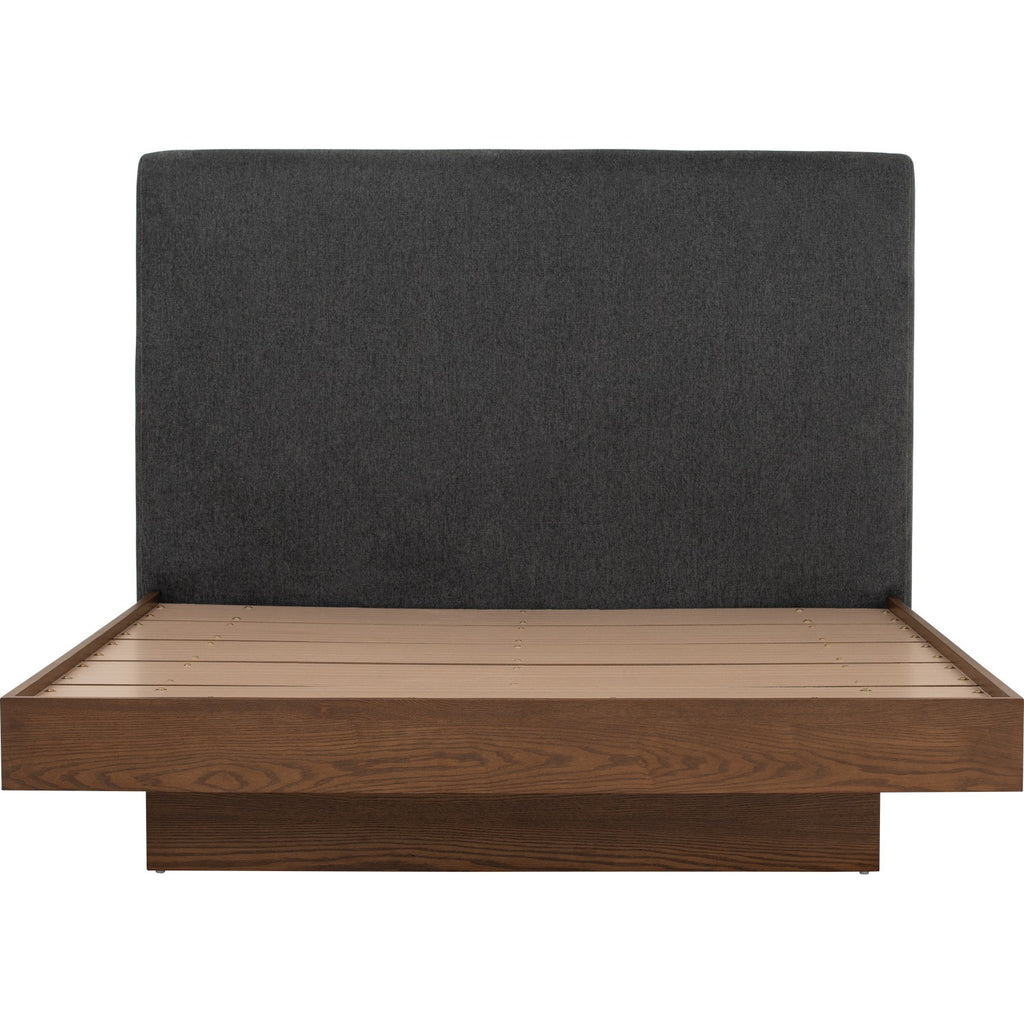 Yume Queen Bed in Cocoa colour body, Antharacite colour Belfast fabric (Fit mattress: 1530x1930mm - Bed Panel)