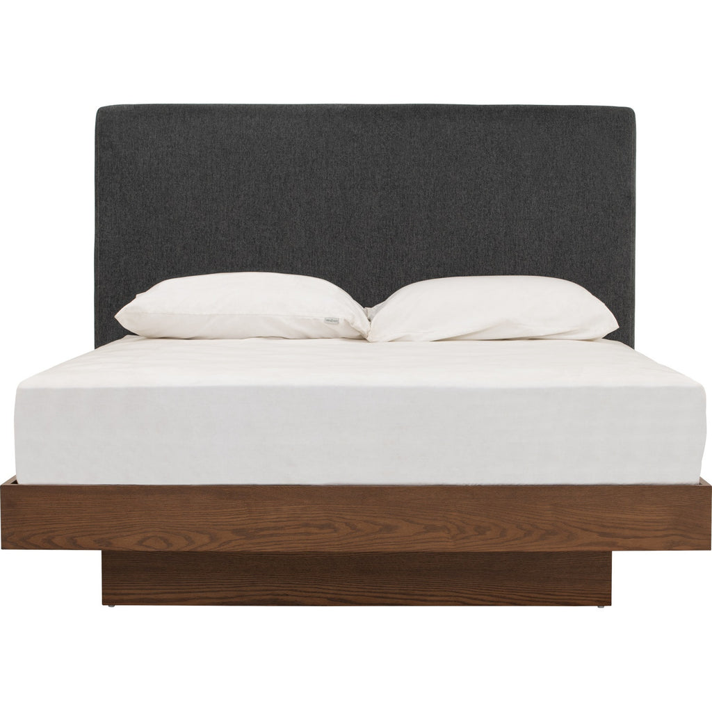 Yume Queen Bed in Cocoa colour body, Antharacite colour Belfast fabric (Fit mattress: 1530x1930mm - Bed Panel)