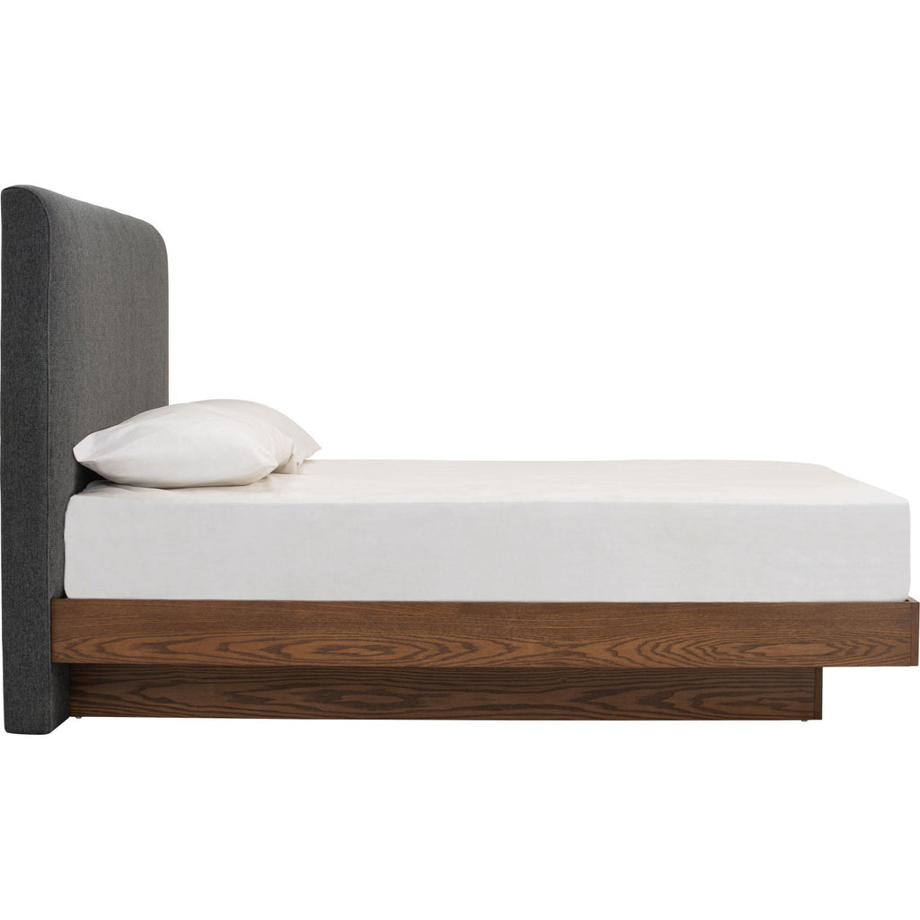 Yume Queen Bed in Cocoa colour body, Antharacite colour Belfast fabric (Fit mattress: 1530x1930mm - Bed Panel)