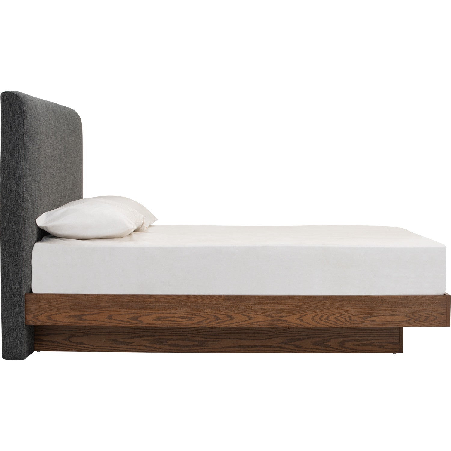 Yume Queen Bed in Cocoa colour body, Antharacite colour Belfast fabric (Fit mattress: 1530x1930mm - Bed Panel)