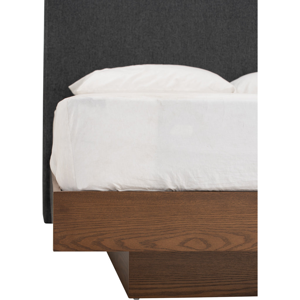 Yume Queen Bed in Cocoa colour body, Antharacite colour Belfast fabric (Fit mattress: 1530x1930mm - Bed Panel)