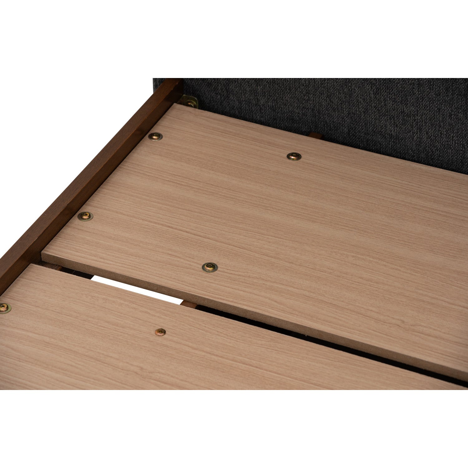 Yume Queen Bed in Cocoa colour body, Antharacite colour Belfast fabric (Fit mattress: 1530x1930mm - Bed Panel)