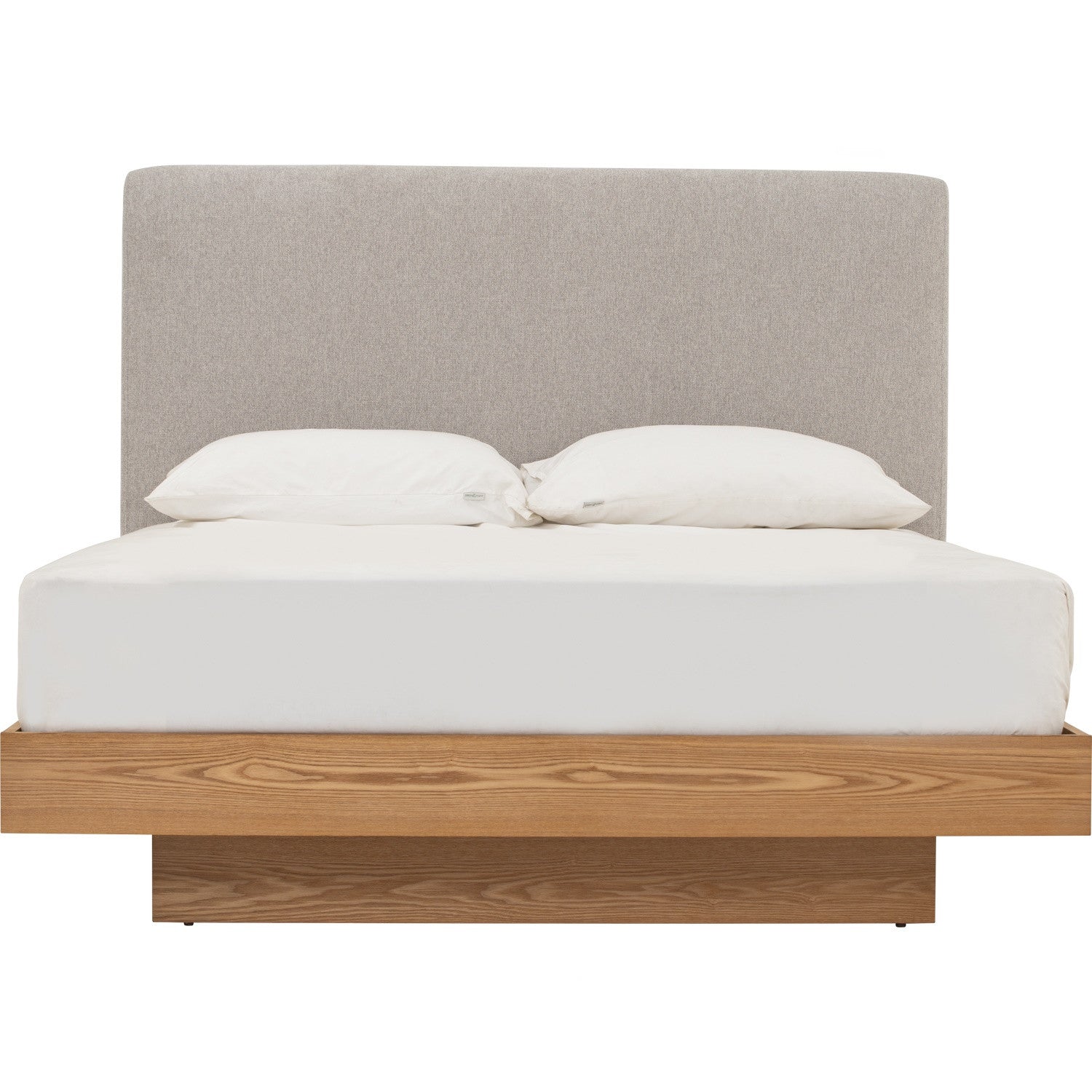 Yume Queen Bed in Natural colour body, Greymist colour Belfast fabric (Fit mattress: 1530x1930mm - Bed Panel)