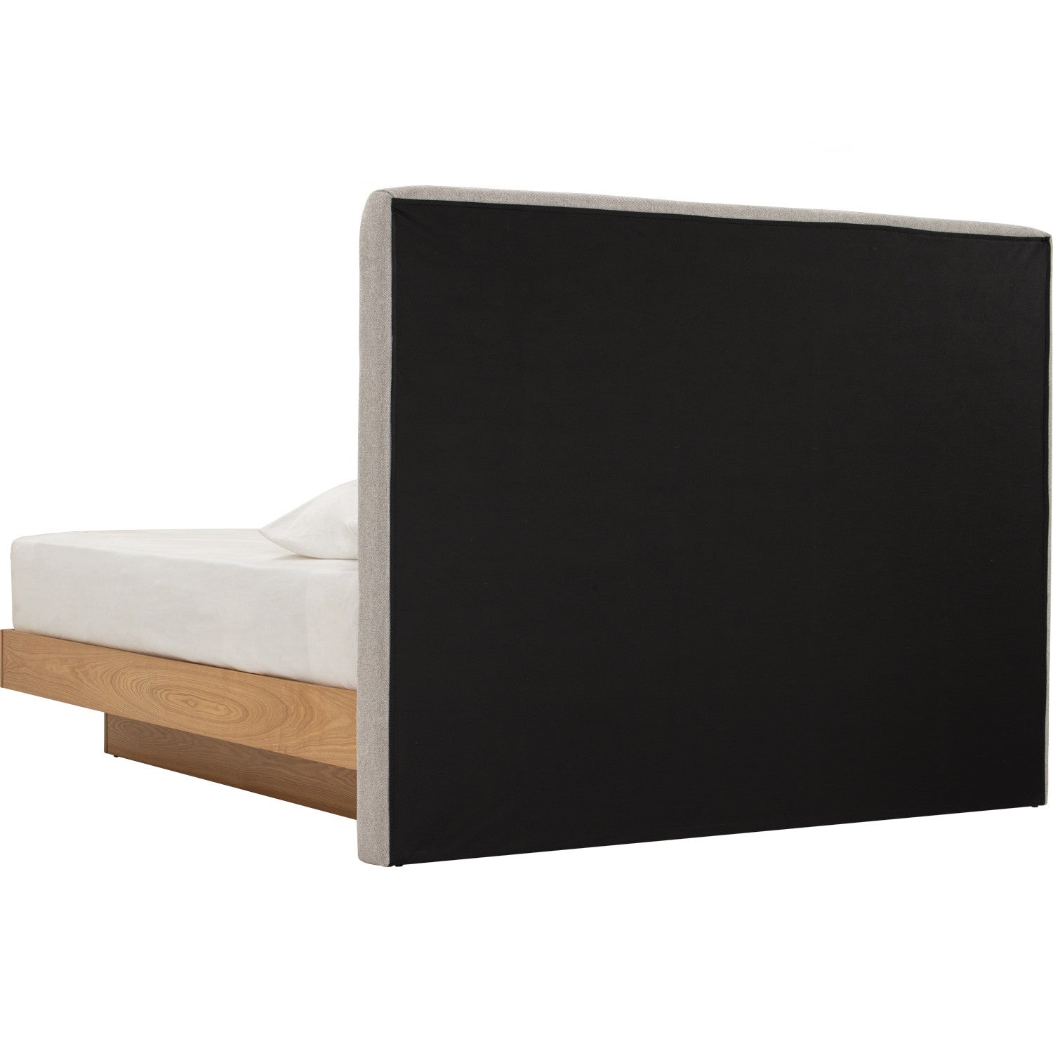 Yume Queen Bed in Natural colour body, Greymist colour Belfast fabric (Fit mattress: 1530x1930mm - Bed Panel)