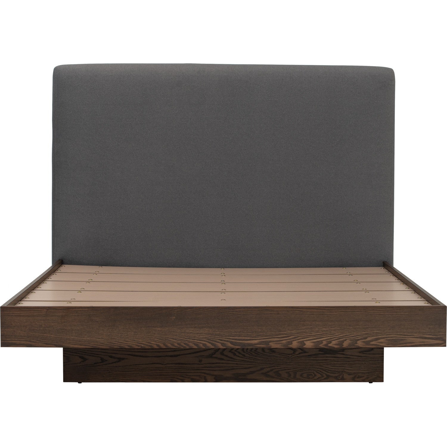 Yume Queen Bed with storage on Natural colour body, Grey Mist colour Mohair fabric (Pet friendly fabric) (Fit mattress: 1530x1930mm - Bed Panel)