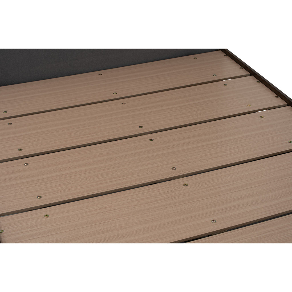 Yume Queen Bed with storage on Natural colour body, Dark Grey colour Mohair fabric (Pet friendly fabric) (Fit mattress: 1530x1930mm - Bed Panel)