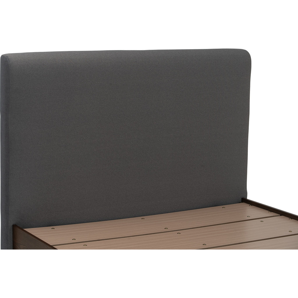 Yume Queen Bed with storage on Natural colour body, Dark Grey colour Mohair fabric (Pet friendly fabric) (Fit mattress: 1530x1930mm - Bed Panel)