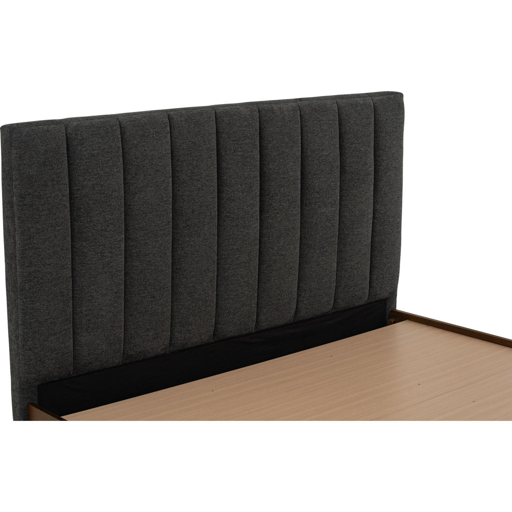 Mola Queen Bed with storage on Cocoa colour body, Anthracite colour Belfast fabric (Fit mattress: 1530mm x 1930mm)