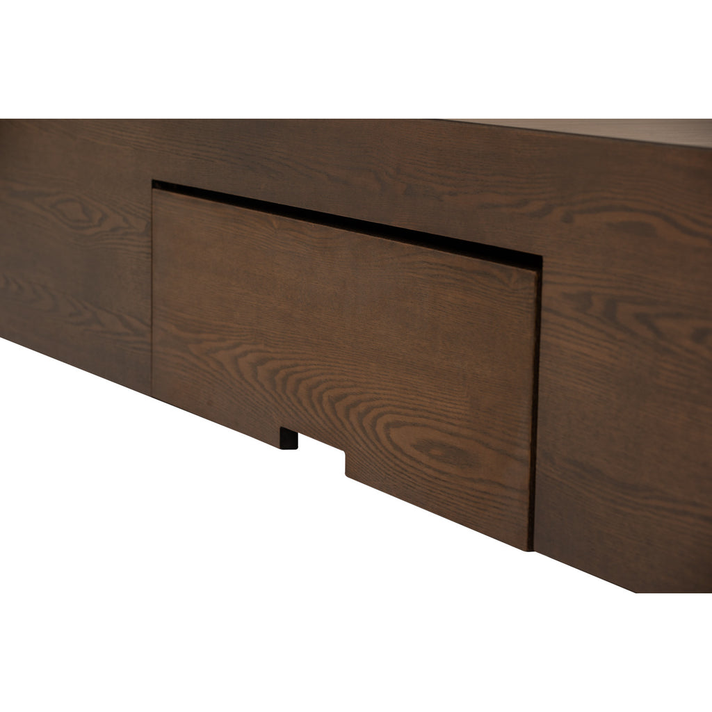 Mola Queen Bed with storage on Cocoa colour body, Anthracite colour Belfast fabric (Fit mattress: 1530mm x 1930mm)