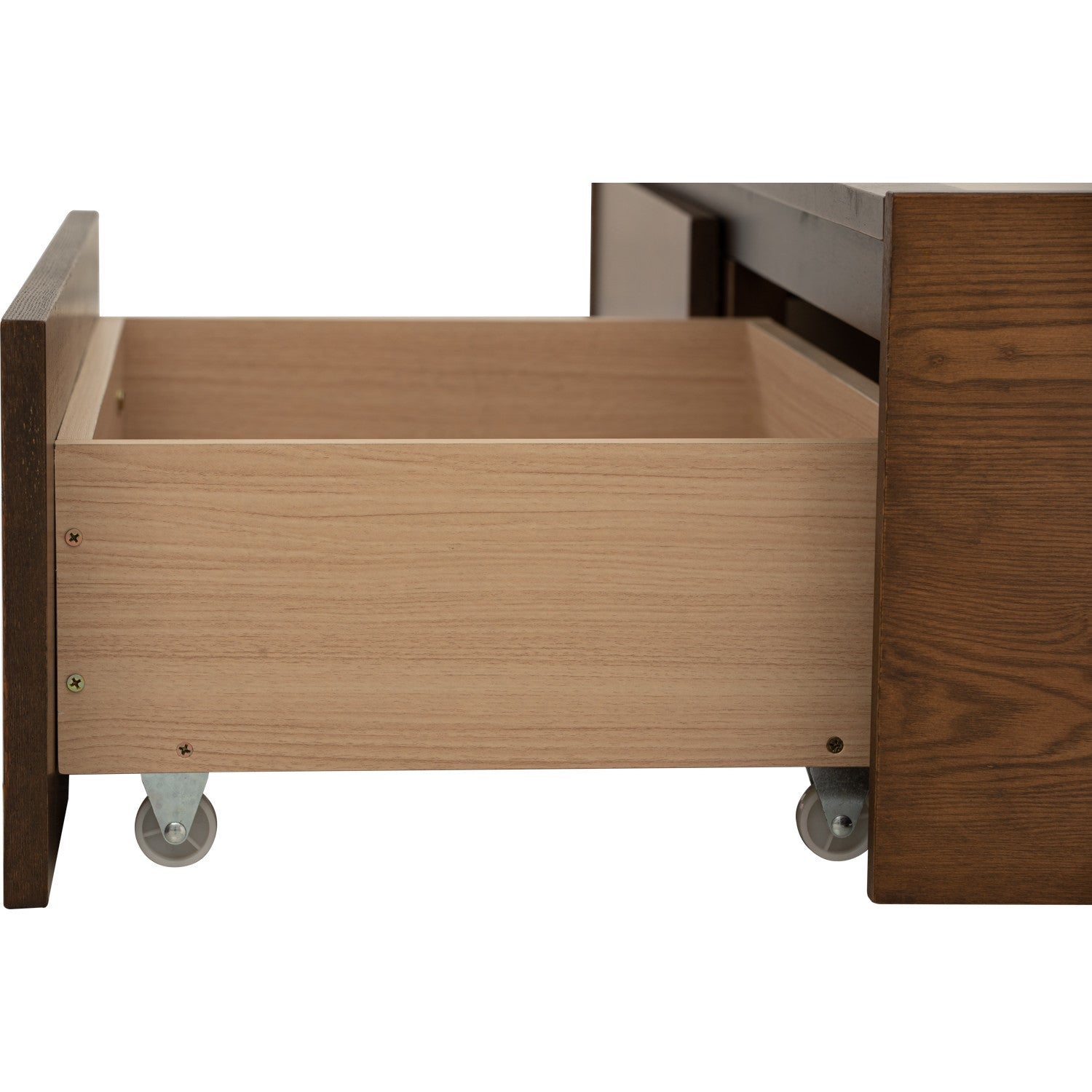 Mola Queen Bed with storage on Cocoa colour body, Anthracite colour Belfast fabric (Fit mattress: 1530mm x 1930mm)