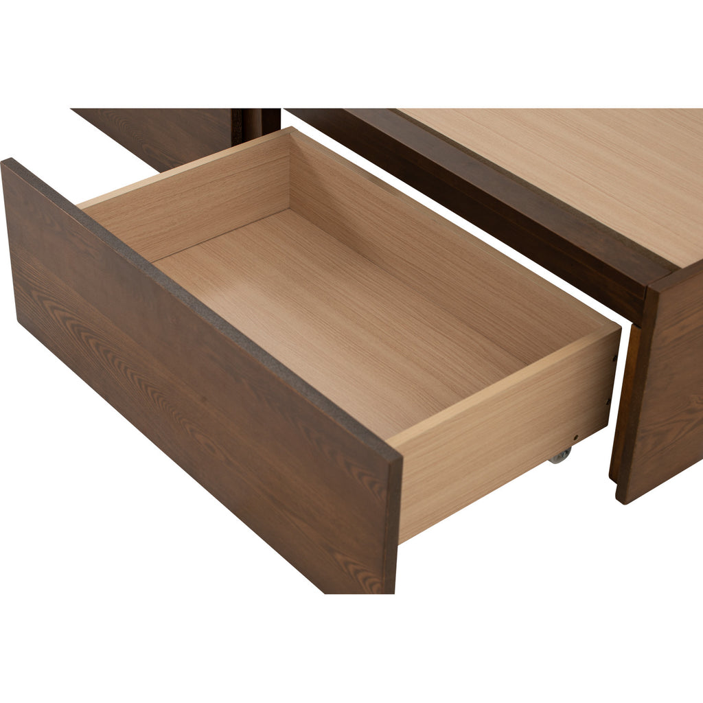 Mola Queen Bed with storage on Cocoa colour body, Anthracite colour Belfast fabric (Fit mattress: 1530mm x 1930mm)