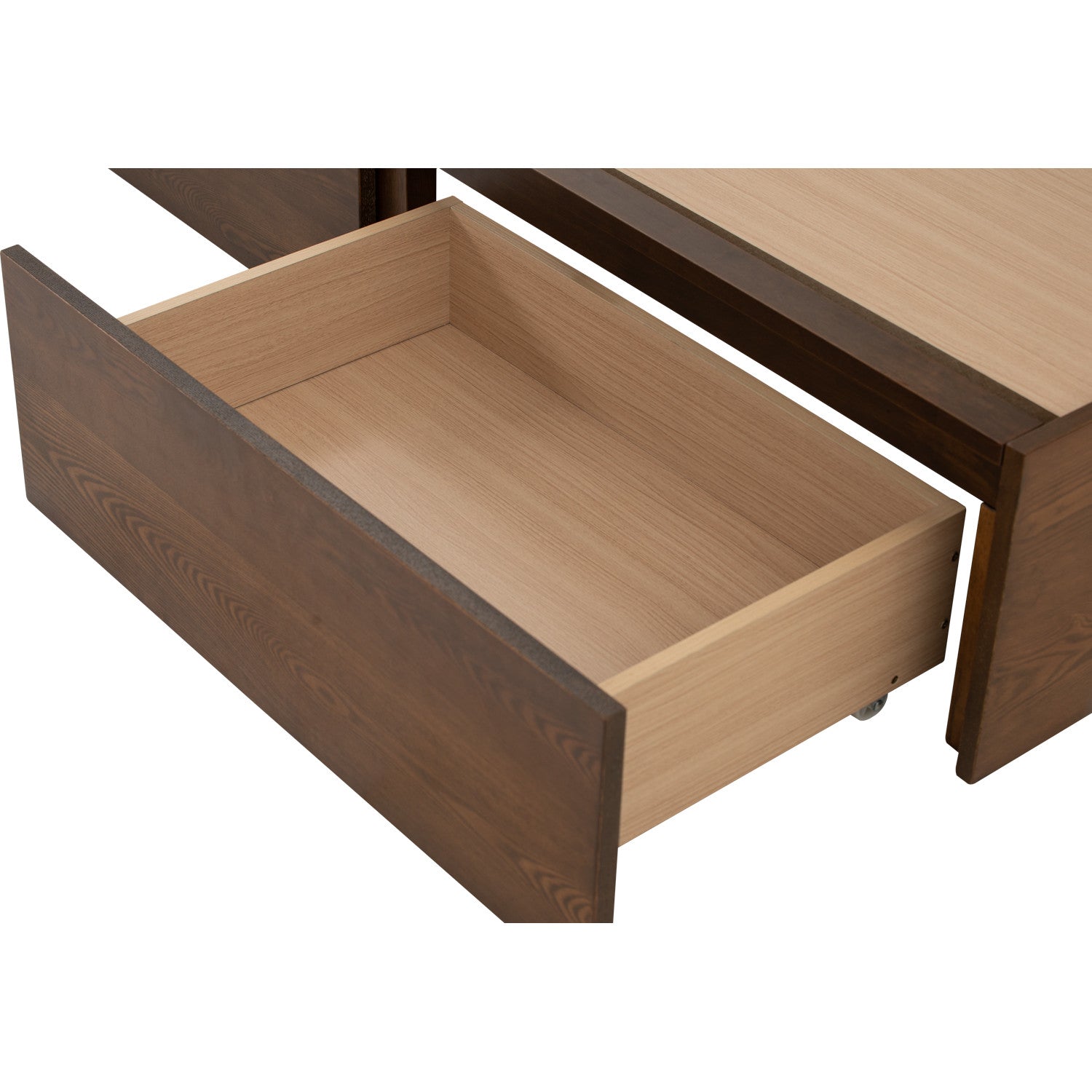 Mola Queen Bed with storage on Cocoa colour body, Anthracite colour Belfast fabric (Fit mattress: 1530mm x 1930mm)