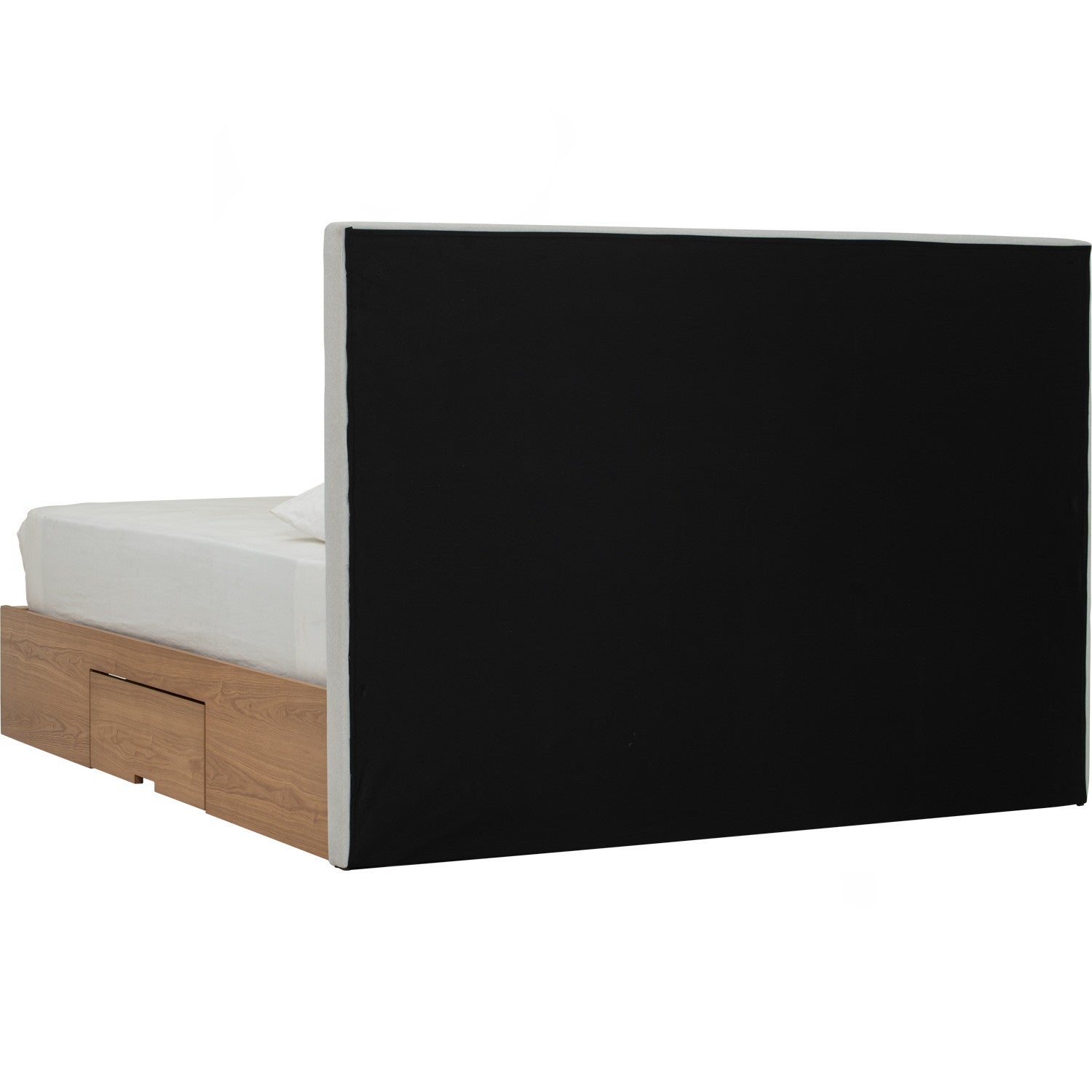 Mola Queen Bed with storage on Natural colour body, Grey Mist colour Mohair fabric (Pet friendly fabric) (Fit mattress: 1530mm x 1930mm).