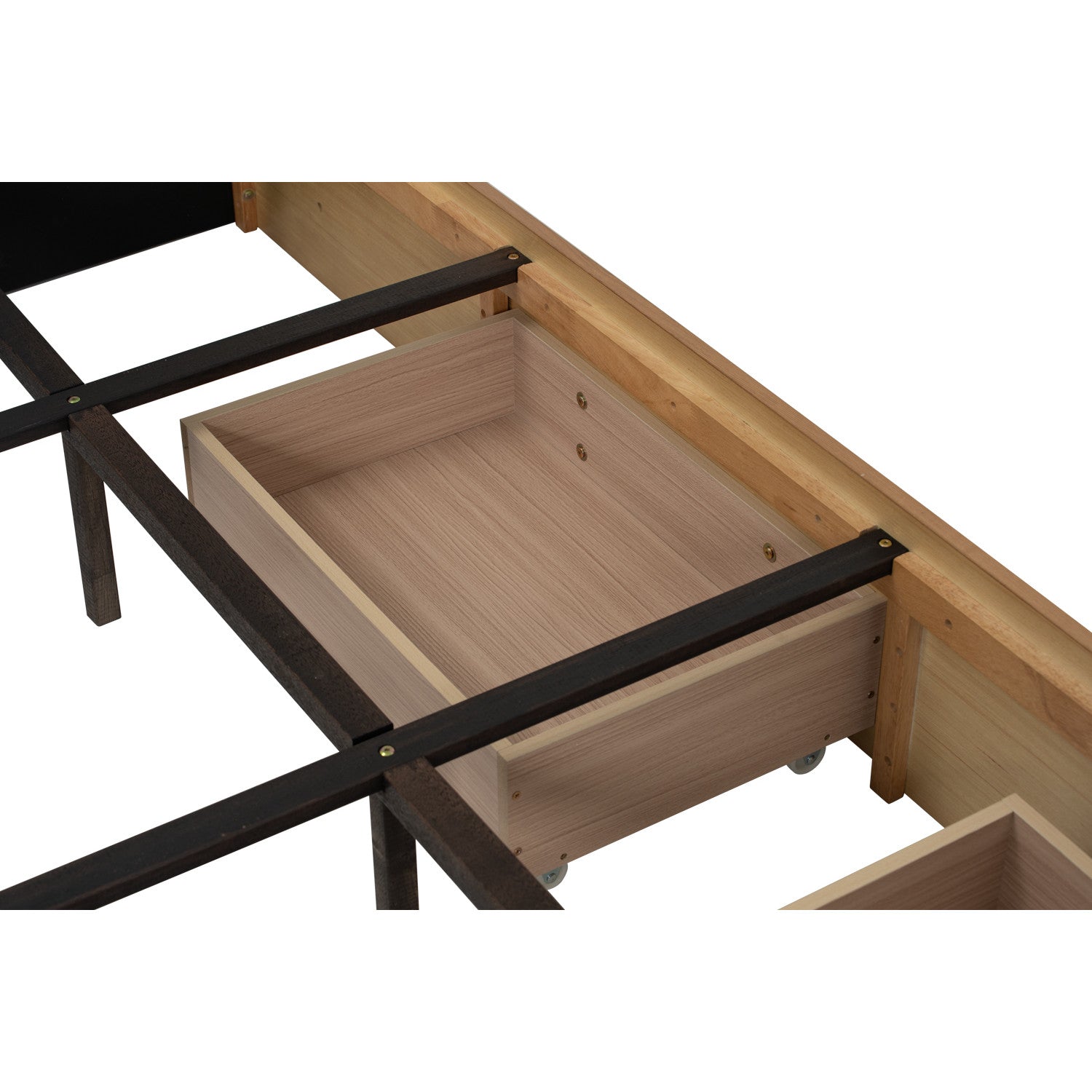 Mola Queen Bed with storage on Natural colour body, Grey Mist colour Mohair fabric (Pet friendly fabric) (Fit mattress: 1530mm x 1930mm).