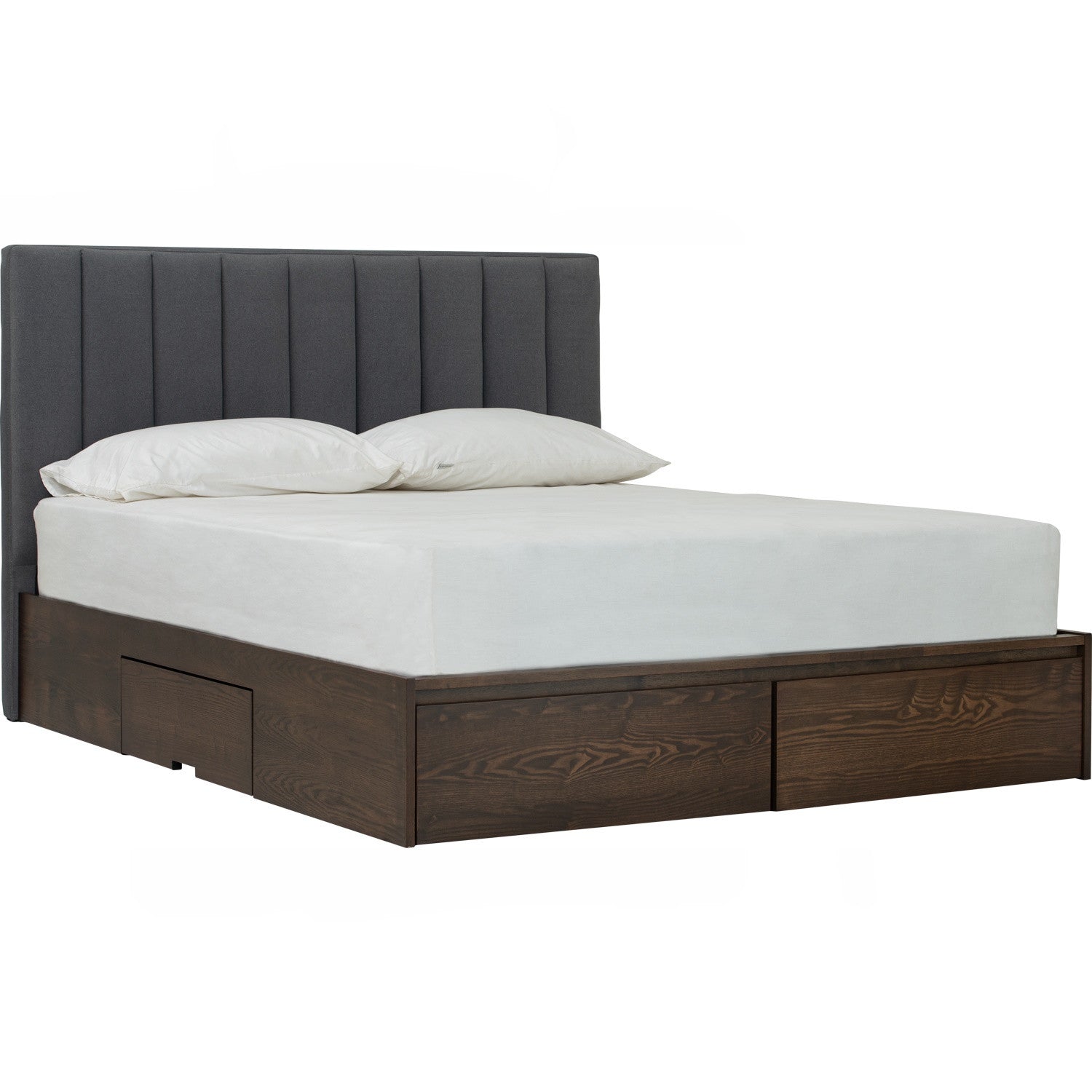 Mola Queen Bed with storage on Cocoa colour body, Dark Grey colour Mohair fabric (Pet friendly fabric) (Fit mattress: 1530mm x 1930mm).