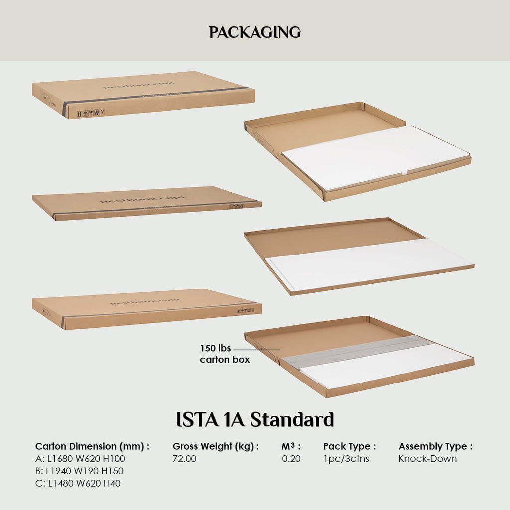 Plato Queen bed with side table in Natural colour (Fit mattress: 1530mm x 1930mm-Bed panel)