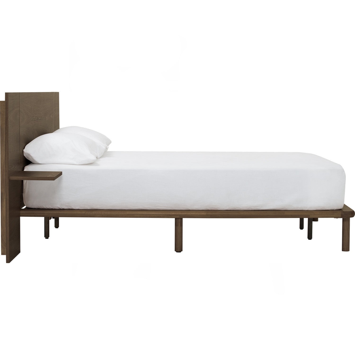 Plato Queen bed with side table in Cocoa colour (Fit mattress: 1530mm x 1930mm-Bed panel)