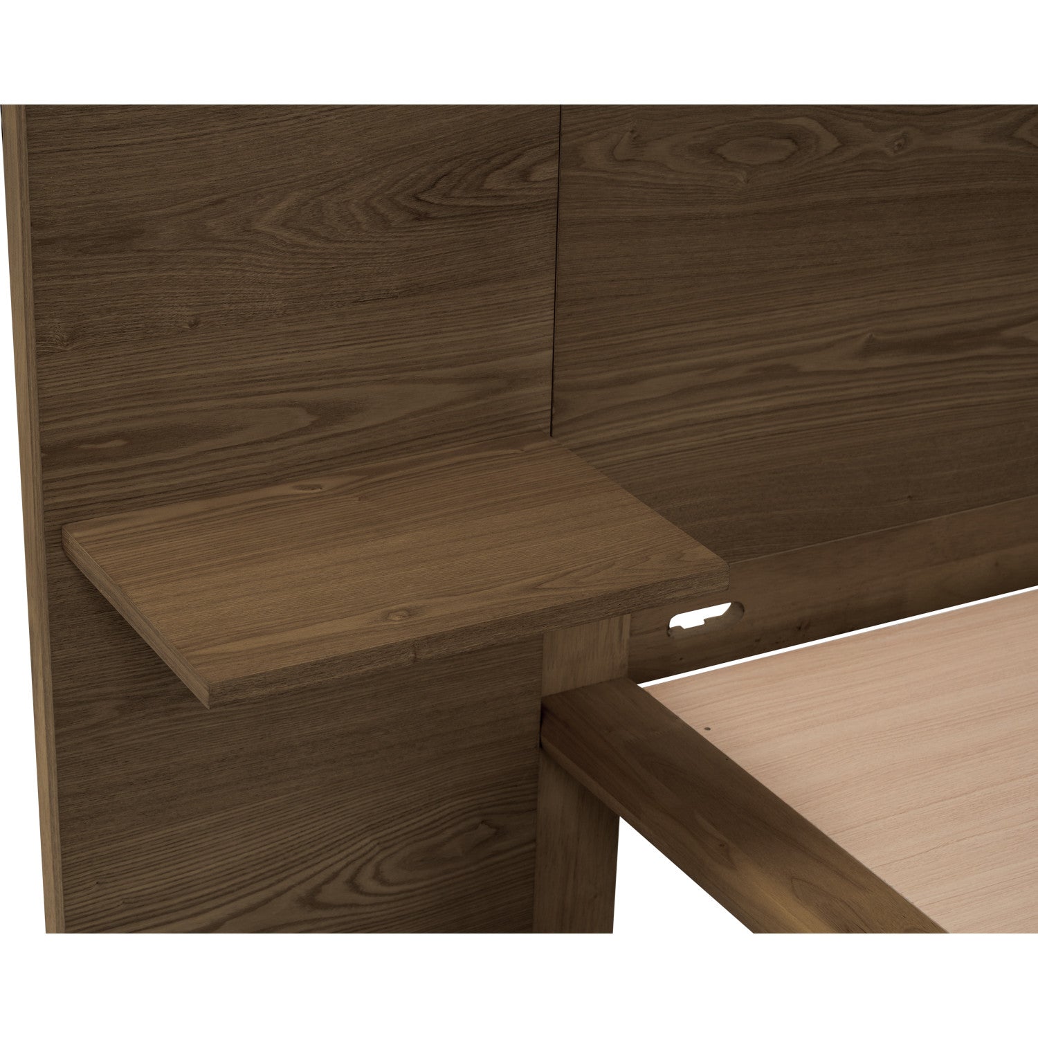 Plato Queen bed with side table in Cocoa colour (Fit mattress: 1530mm x 1930mm-Bed panel)