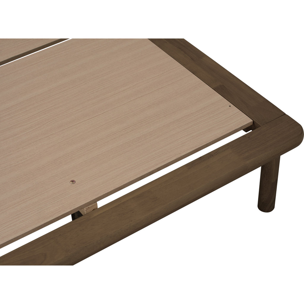 Plato Queen bed with side table in Cocoa colour (Fit mattress: 1530mm x 1930mm-Bed panel)