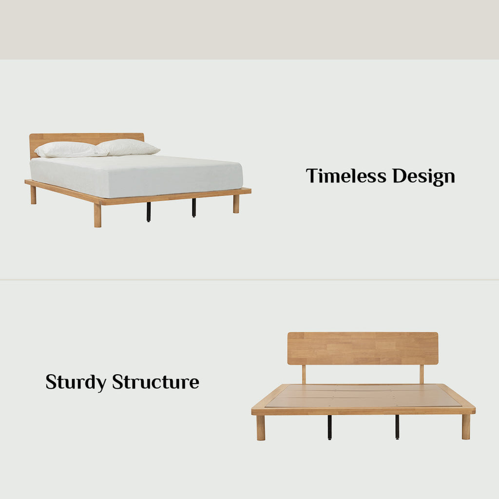 Platt Queeb bed in Natural colour (Fit mattress: 1530mm x 1930mm-Bed panel).