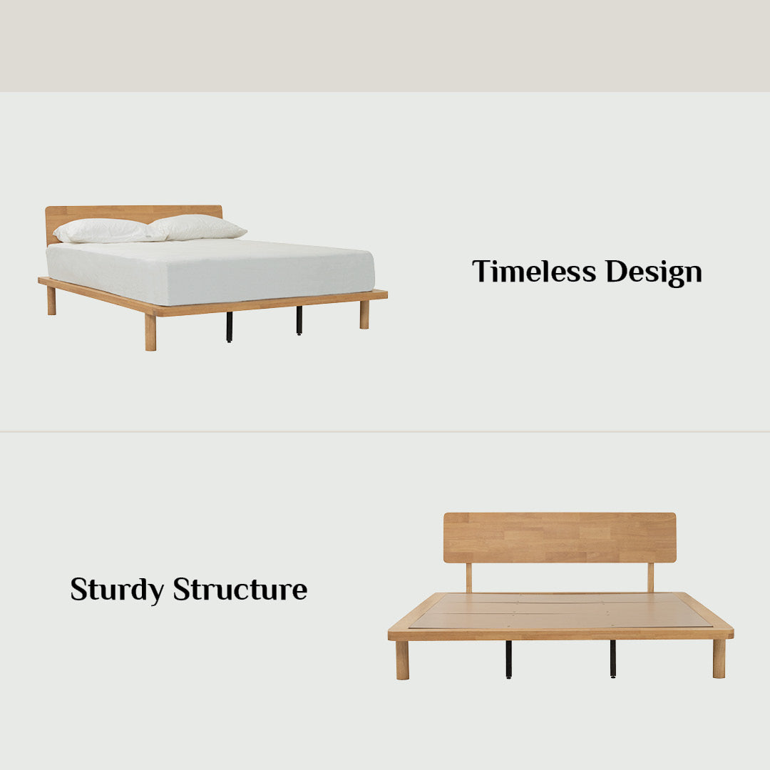 Platt Queeb bed in Natural colour (Fit mattress: 1530mm x 1930mm-Bed panel).