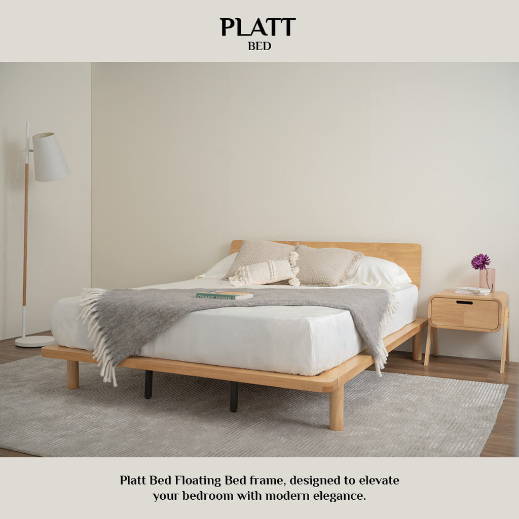 Platt Queeb bed in Natural colour (Fit mattress: 1530mm x 1930mm-Bed panel).