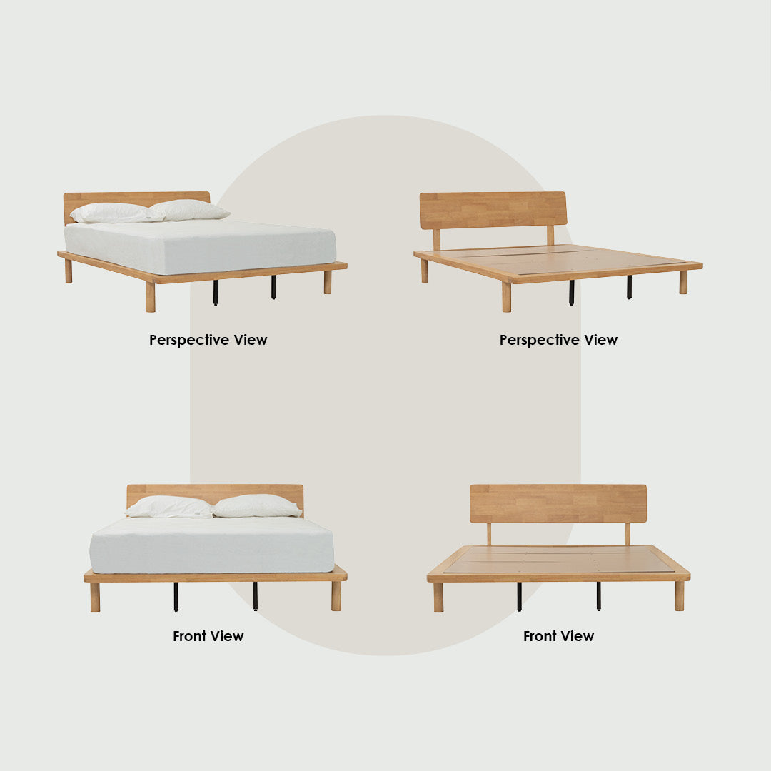 Platt Queeb bed in Natural colour (Fit mattress: 1530mm x 1930mm-Bed panel).