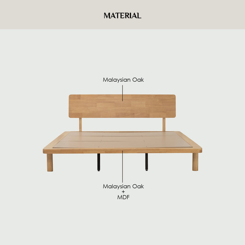 Platt Queeb bed in Natural colour (Fit mattress: 1530mm x 1930mm-Bed panel).