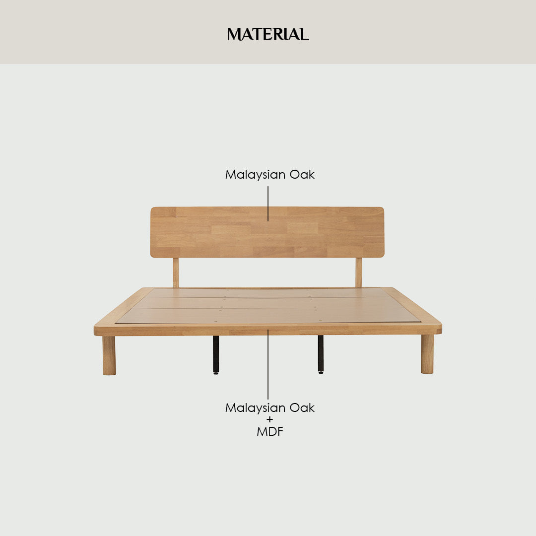 Platt Queeb bed in Natural colour (Fit mattress: 1530mm x 1930mm-Bed panel).
