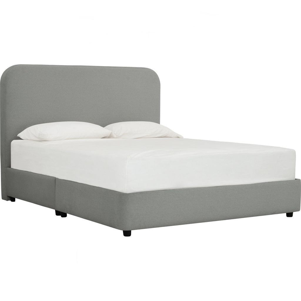 Ponyo Queen divan bed in Warm Grey colour Mohair fabric (Fit mattress : 1530mm x 1930mm)